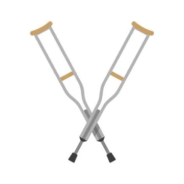 Vector crossed crutches flat style icon design. Isolated. Stock Illustration