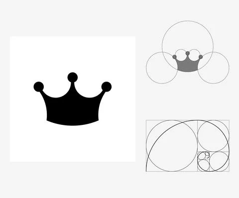 Vector crown in golden ratio style. Editable illustration Stock Illustration