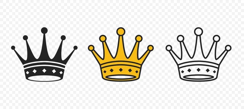 Vector Crown Icons Set. Flat Style Crown Icon Collection. Elegant Crown Icons Stock-Illustration