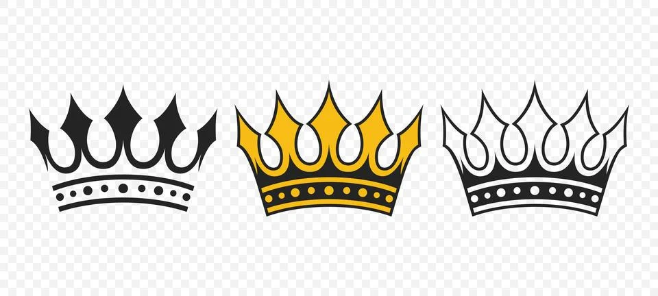 Vector Crown Icons Set. Flat Style Crown Icon Collection. Elegant Crown Icons Illustrazione stock