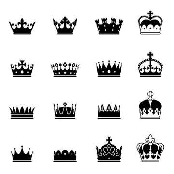 Vector Crown Icons Set Stock Illustration
