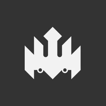 Vector crown logo is white on black Stock Illustration