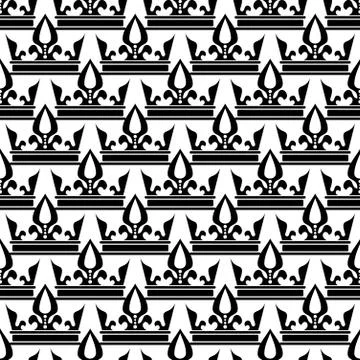 Vector crowns seamless pattern in black and white Ilustración de archivo