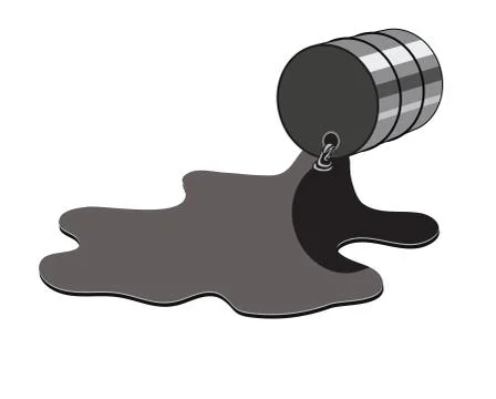 Vector crude oil spilled from a container Stock Illustration