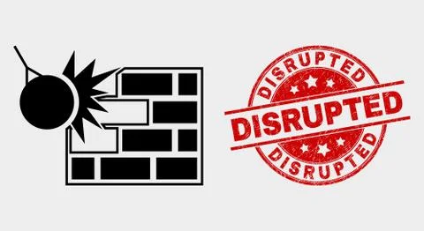 Vector Crush the Wall Icon and Distress Disrupted Watermark Stock Illustration