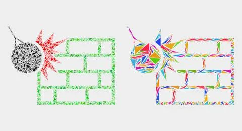 Vector Crush the Wall Mosaic Icon of Triangle Items 스톡 일러스트