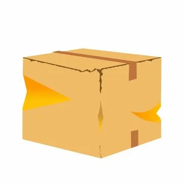 Vector of Crushed and torn Cardboard Box, on white background Stock Illustration
