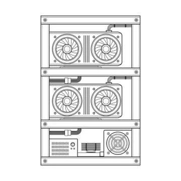 Vector cryptocurrency mining farm illustration. Stock-Illustration