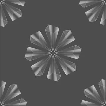 Vector crystal diamond seamless pattern on grey background. Glass transparent Stock Illustration