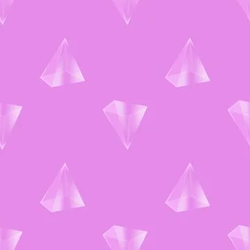 Vector crystal diamond seamless pattern on pink background. Glass transparent Stock Illustration