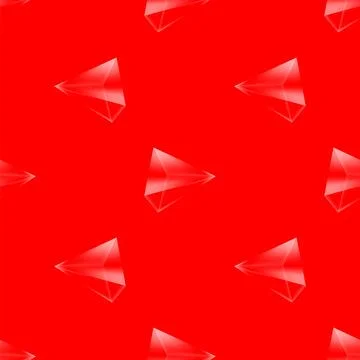 Vector crystal diamond seamless pattern on red background. Glass transparent  Stock Illustration