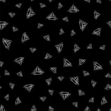 Vector crystal diamond seamless pattern on black background. Glass transparen Stock Illustration