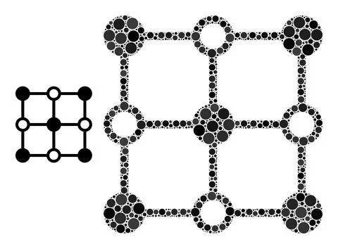 Vector Crystal Grid Nodes Collage of Dots Illustrazione stock