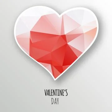 Vector crystal heart isolated on white background. Illustrazione stock