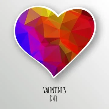 Vector crystal heart isolated on white background. Stock Illustration