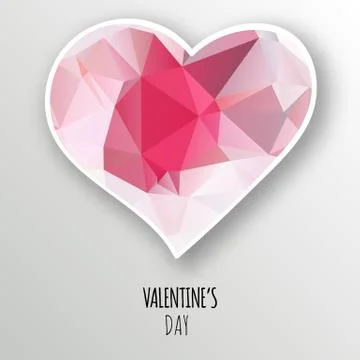 Vector crystal heart isolated on white background. Stock Illustration