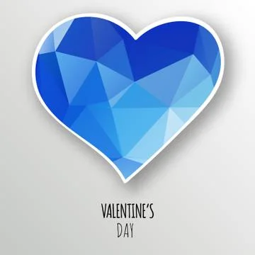 Vector crystal heart isolated on white background. Stock Illustration