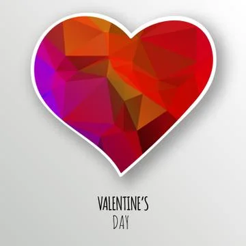 Vector crystal heart isolated on white background. 스톡 일러스트