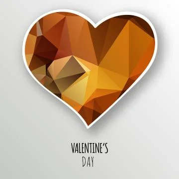 Vector crystal heart isolated on white background. Stock Illustration