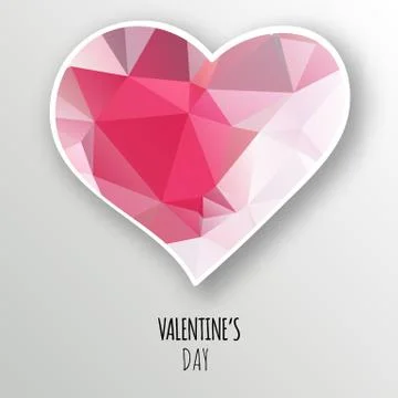 Vector crystal heart isolated on white background. 스톡 일러스트