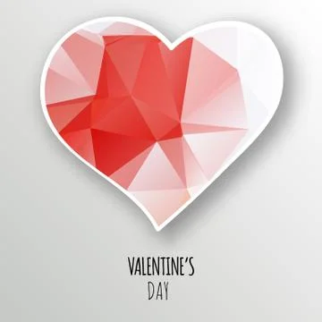 Vector crystal heart isolated on white background. Stock Illustration