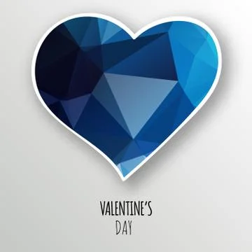 Vector crystal heart isolated on white background. Stock Illustration