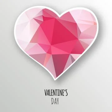 Vector crystal heart isolated on white background. Illustrazione stock