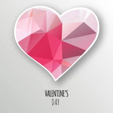 Vector crystal heart isolated on white background. Stock Illustration