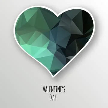 Vector crystal heart isolated on white background. Stock Illustration
