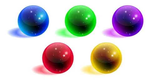 Vector crystal sphere colorful set with shadow isolated on white background Stock Illustration