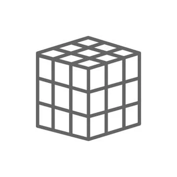 Vector cube, mechanical puzzle toy line icon. Stock Illustration