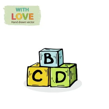 Vector cubes blocks kids toy isolated on a white background. Stock Illustration