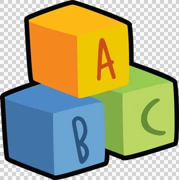 Vector cubes in yellow-orange, blue, light green are stacking pyramid on Stock Illustration