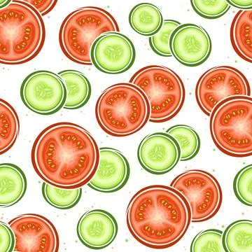 Vector Cucumber and Tomato seamless pattern Illustrazione stock