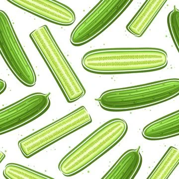 Vector Cucumber Seamless Pattern Stock Illustration