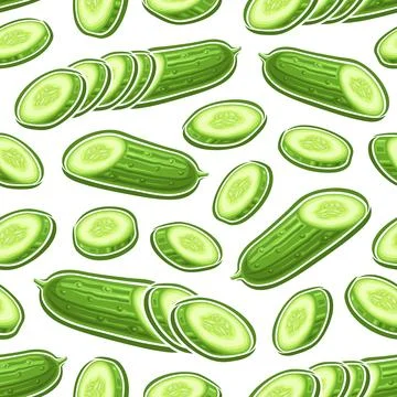 Vector Cucumber Seamless Pattern Stock Illustration