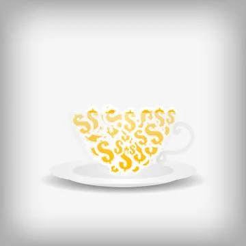 Vector : Cup of coffee and dollars inside Stock Illustration