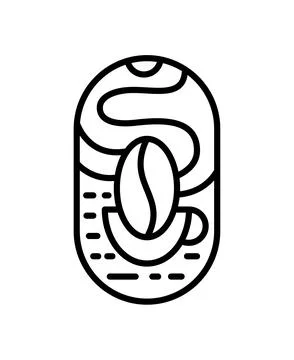 Vector cup of Coffee bean for Cafe or shops. Round Logo Organic design day Stock Illustration