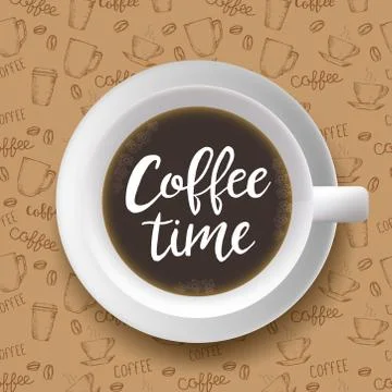 Vector cup of coffee on sketch hand drawn background Illustrazione stock
