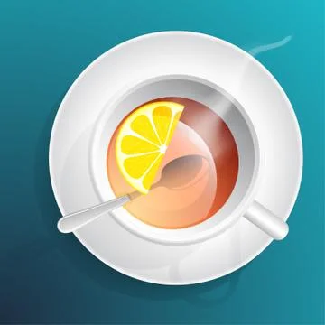 Vector Cup of tea with lemon and spoon Stock Illustration