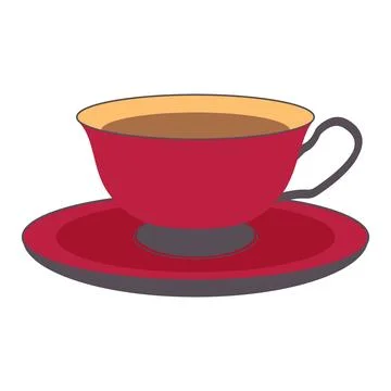 Vector cup for tea with saucer in flat Illustrazione stock