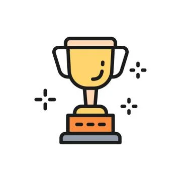 Vector cup, trophy, award, winner flat color line icon. Stock Illustration