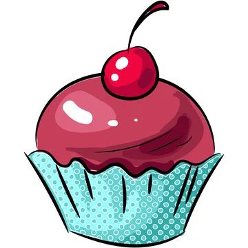 Vector cupcake with cherry berry and cream icon Stock Illustration