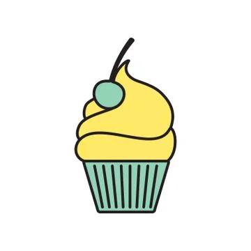 Vector cupcake with cherry icon. Eps10 Stock Illustration