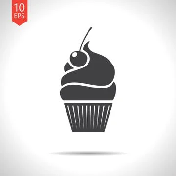 Vector cupcake with cherry icon. Eps10 Stock Illustration