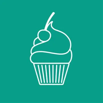 Vector cupcake with cherry icon. Eps10 Stock Illustration