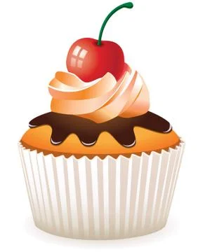 Vector cupcake with cherry Stock Illustration