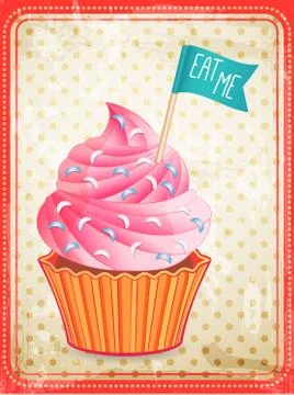 Vector cupcake with "eat me" sign Stock Illustration