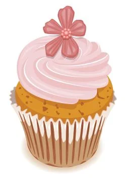 Vector cupcake with a flower Stock Illustration