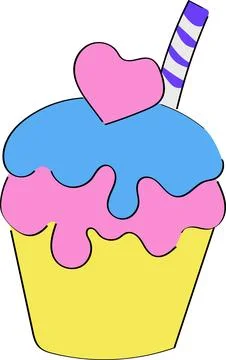 Vector cupcake with a heart on a white background Stock Illustration
